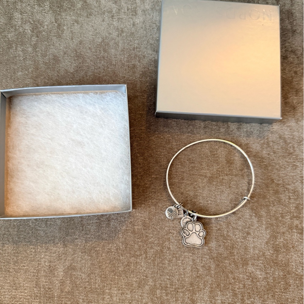 Alex & Ani silver paw print bangle